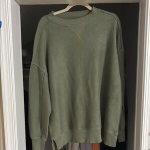 Aerie Green Crewneck Sweater with Relaxed Fit